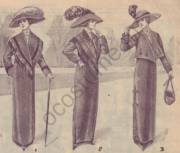 Женские пальто из драпа. Россия, 1912 год